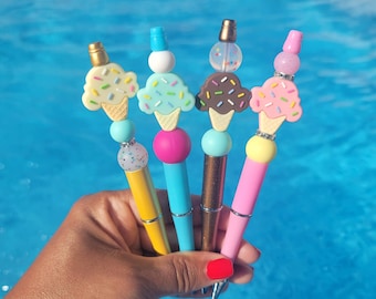 Ice Cream Pen| Gifts Under 12| Beaded Pen| Fun Pens| Cute Pen| Ice Cream Cone Pen| Summer Theme Pen| Desk Pen| Gifts for Teens