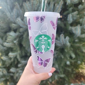 Butterfly Cup| Butterfly Lover Gift| Reusable Butterfly Cup| Outlined Butterfly Starbucks Cup| Starbucks Cold Cup