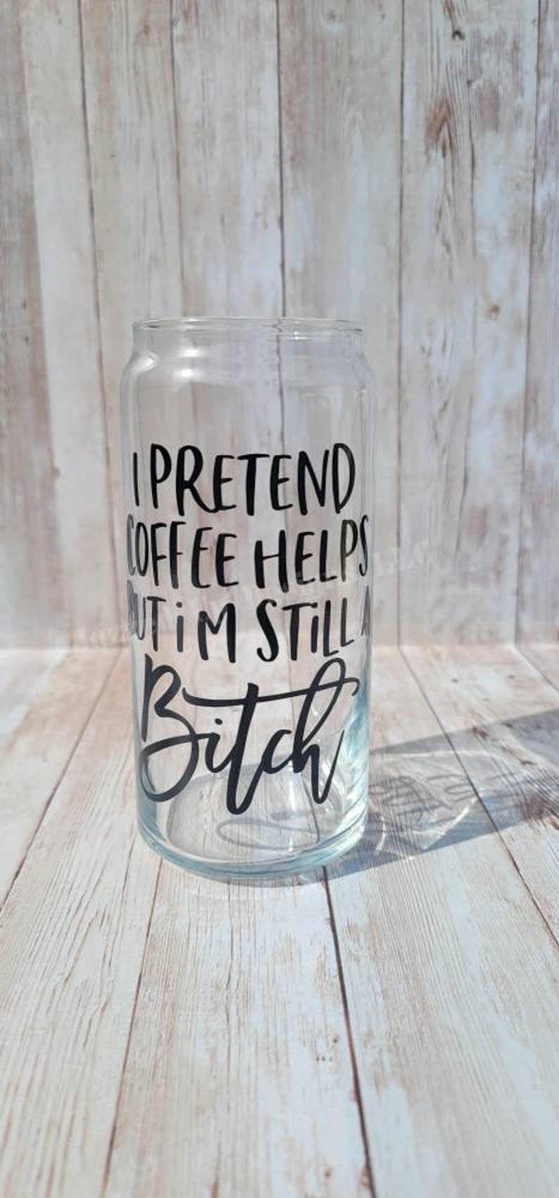 Funny Iced Coffee Glass: Sarcastic Adult Humor Glass Mug with Bamboo Lid image 4