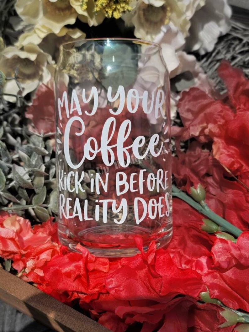 Iced Coffee Glass Funny Morning Glass Sarcastic/funny Glass Etsy
