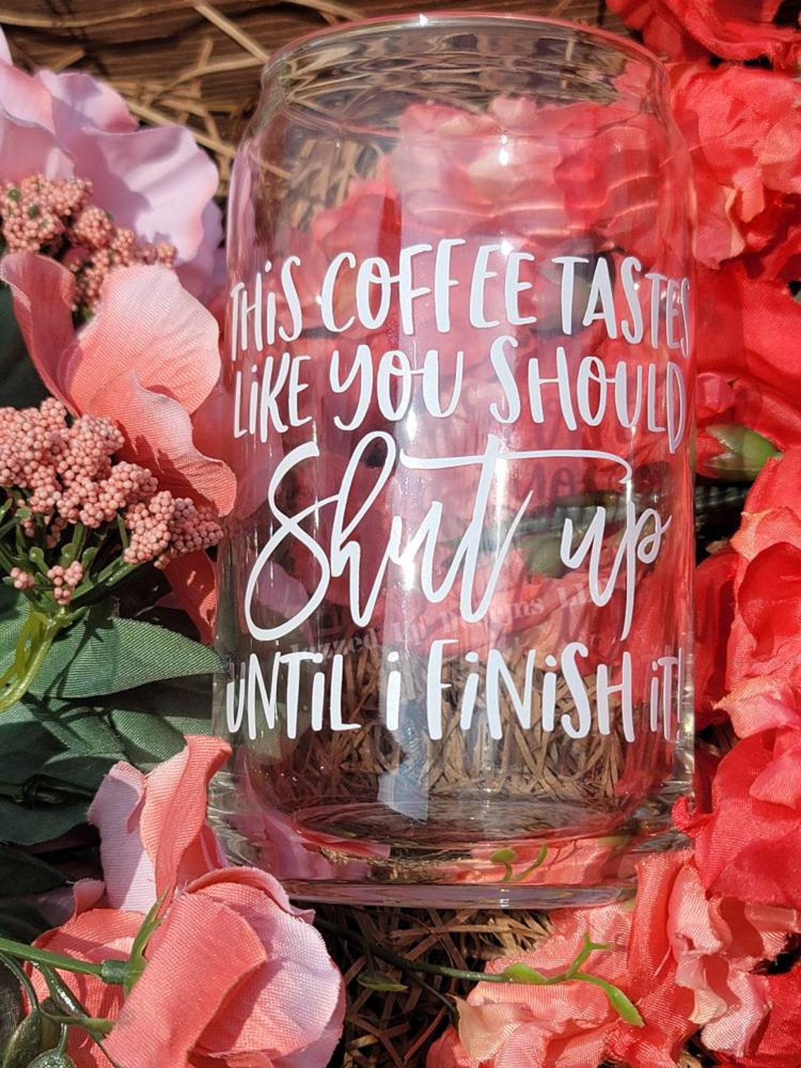 Iced Coffee Glass Funny Morning Glass Sarcastic/funny Glass Etsy