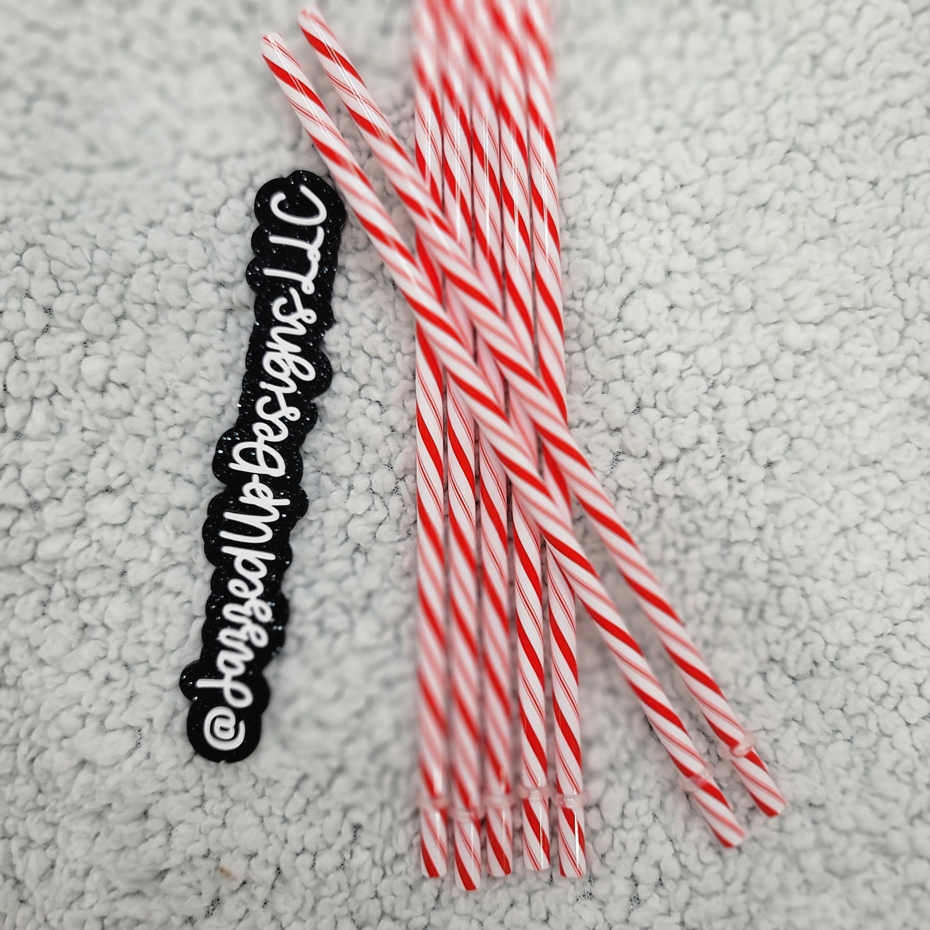 Candy Cane Print Reusable Strawreusable Plastic Straws BPA