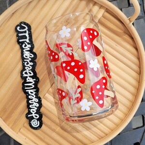 Mushroom Glass|Cute Drinkware| Bamboo Lid| Cottage Core| Mushroom Cup| Iced Coffee Glass