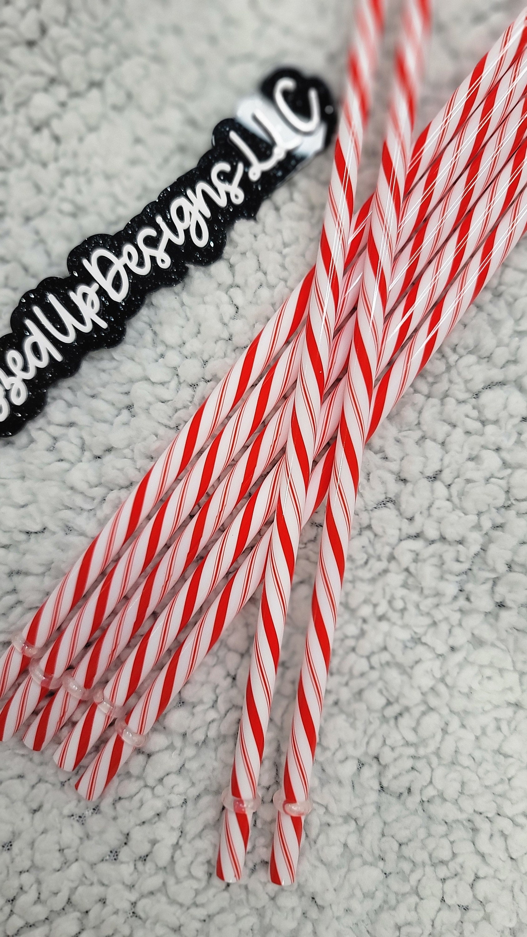 Candy Cane GLASS STRAW Christmas Straws Reusable Straws Glass