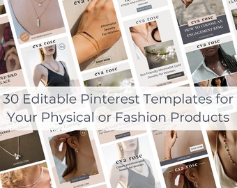 Plantillas de Pinterest para productos y comercio electrónico / Marketing de Pinterest para productos de moda / Plantilla de Pinterest simple y minimalista para Canva