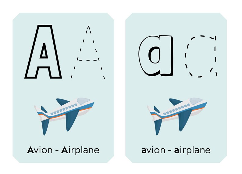 ABC SPANISH/ENGLISH Flashcard Printable Etsy