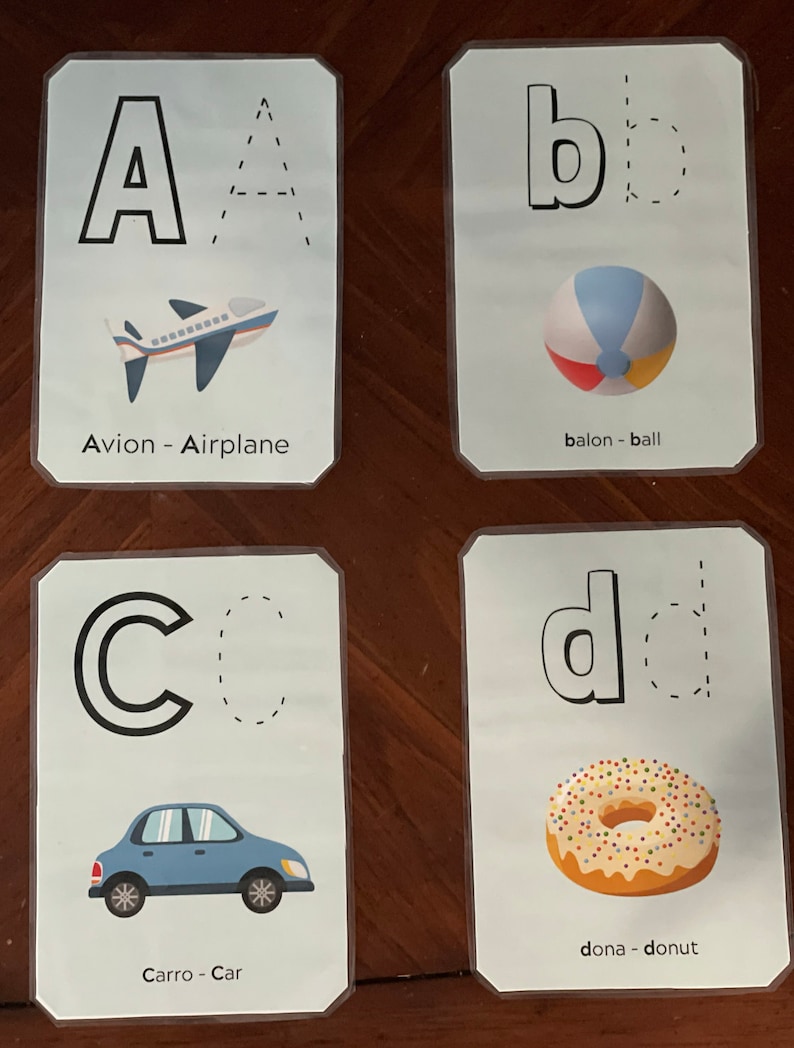 ABC SPANISH/ENGLISH Flashcard Printable Etsy