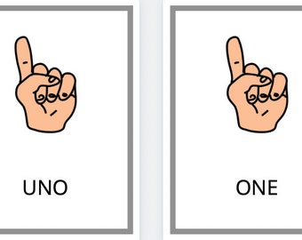 PRINTABLE FLASHCARDS 1-10 Spanish/englsih