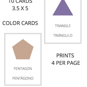 ENGLISH - SPANISH 10 SHAPES Flashcards - educational