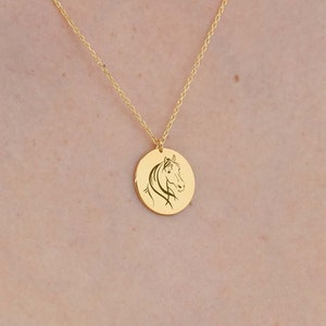 14K Solid Gold Horse Necklace, Gift for Animal Lovers, Cute Horse Pendant, Personalized Horse Jewelry, Animal Lover Jewelry, Gifts for Her