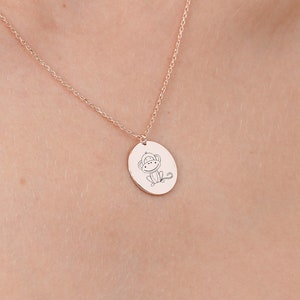 Engraved Monkey Necklace Jewelry, Dainty Monkey Necklace, Custom Monkey Pendant Jewelry, Cartoon Monkey Necklace for Kids, Gift for Children