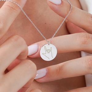 Hand Gesture Necklace, I Love You ASL Sign, Best Friend Necklace, Gift for Friends, Hand Gesture Jewelry, Christmas Gift, Mom Christmas Gift
