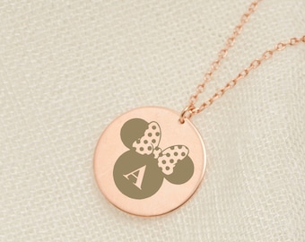 Mickey Mouse Name Initials Necklace,925 Sterling Silver Mickey Mouse Charm,Personalized Mickey Pendant Disney Jewelry Mickey Minimalist Gift