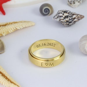 Anniversary Gift For Him, Personalized Ring For Men, Birthday Gift For Boyfriend, Custom Engraved Silver Gold Ring, Dad Gift, Groomsmen Gift image 1