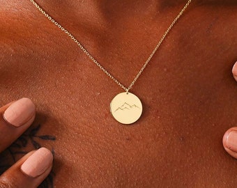Mountain Range Necklace, Mountain Scape Pendant, 14K Gold Mountain Wanderlust Necklace, Hiker Silver Mountain Nature Jewelry, Gift For Her