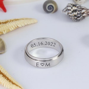 Anniversary Gift For Him, Personalized Ring For Men, Birthday Gift For Boyfriend, Custom Engraved Silver Gold Ring, Dad Gift, Groomsmen Gift image 2