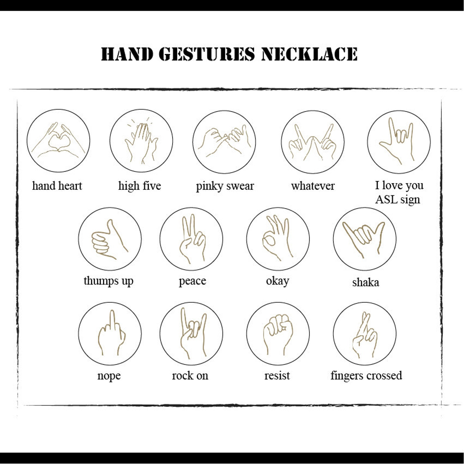 Hand Gesture Necklace I Love You ASL Sign Cute Lovers | Etsy