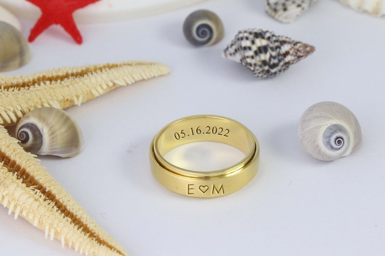 Anniversary Gift For Him, Personalized Ring For Men, Birthday Gift For Boyfriend, Custom Engraved Silver Gold Ring, Dad Gift, Groomsmen Gift image 1