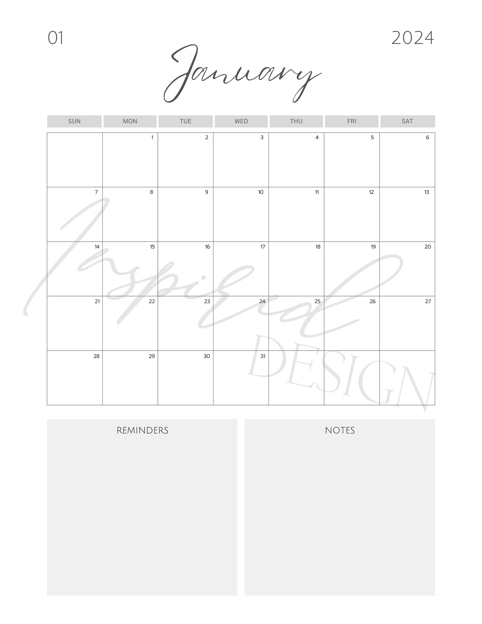 Printable Blank Yearly Calendar 12 Months Routine Goals Organized