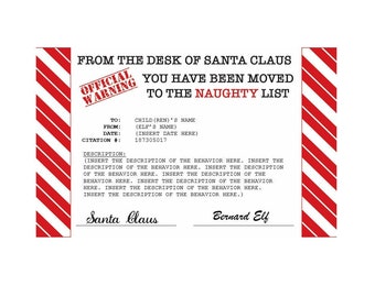 Template Download: Santa's Naughty List AND Return to Nice List Notices