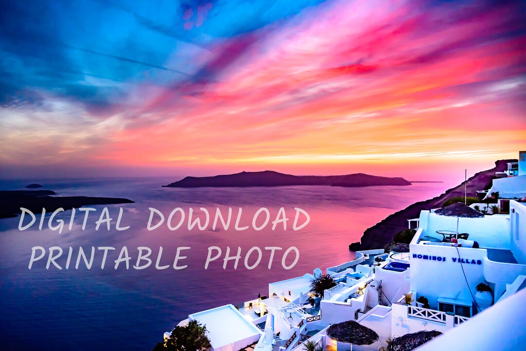 Digital Download Printable Photo Stunning Santorini Sunset - Santorini ...