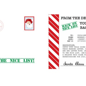 Template Download: Santa's Naughty List AND Return to Nice List Notices ...
