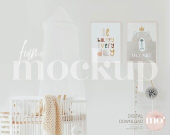 Nursery Frame Mockup: Light Wood, 5x7 Ratio (Digital Download)