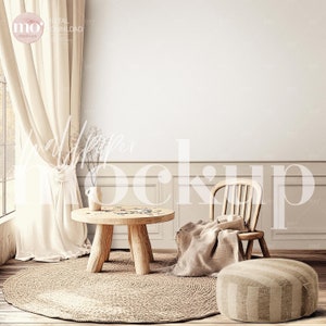 Nursery Wallpaper Mockup, Blank wall mockup, Interior Mockup Template, Wall Decal Mockup, Baby Room Interior Mockup