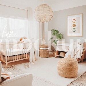 Nursery Mockup, Wooden A3 frame mockup, Baby Room Mockup Interior, Wall Art Mockup