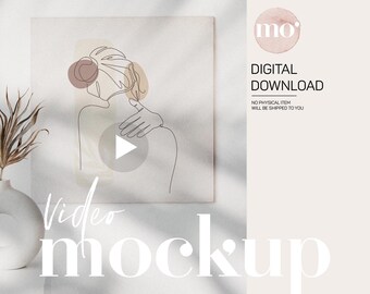 Mockup video di Square Canvas: stampa minimalista per interni (download digitale)