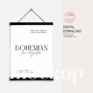 Black Poster Hanger Mockup: 11x14 Artwork (Digital Download)