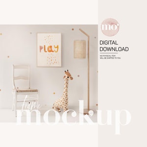 Kinderzimmer vertikaler Holzrahmen Mockup, A3 Rahmen, Bab Mockup, Digital Art Mockup
