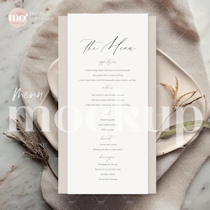 Mockup de menu, mockup de menu de mariage 4x9, mockup de carte stylisée, mockup neutre