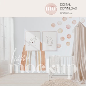 Wood Frames Mockup, Baby Mockup, Wall Mockup, Movable Frames Mockup, Wallpaper mockup