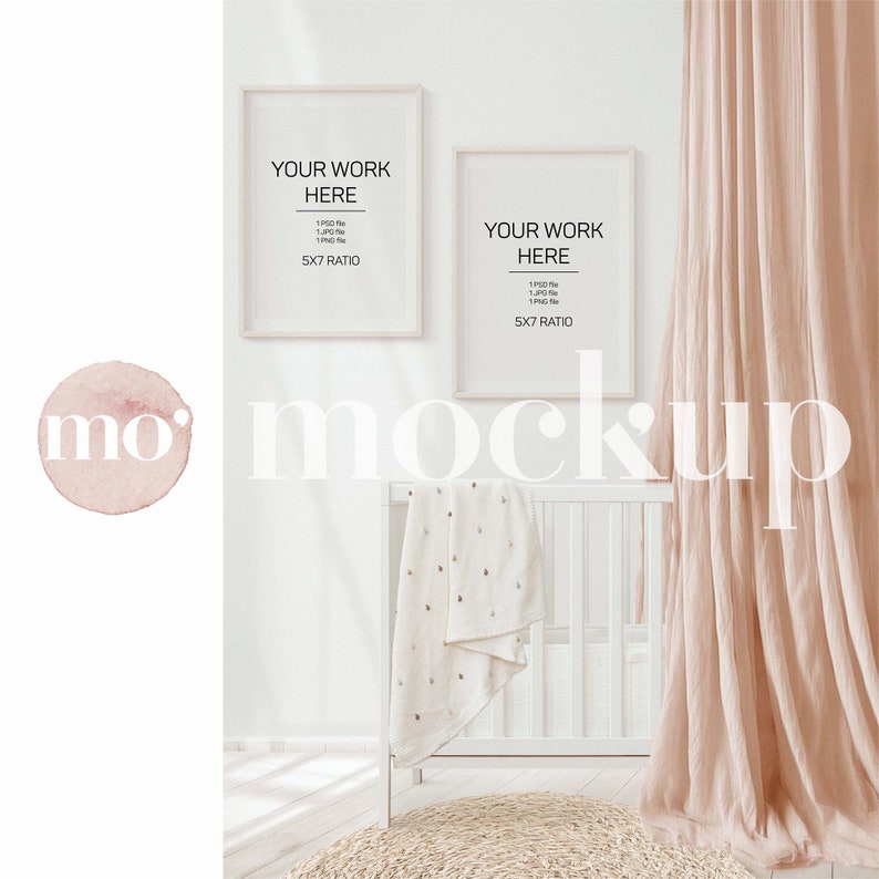 A4 Mockup Nursery Wall Art Mockup 2 Wooden Frames Mockup Etsy