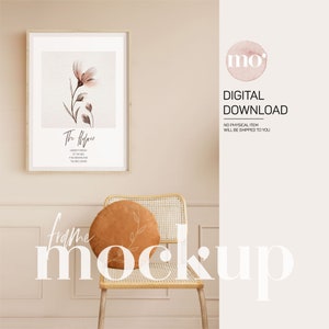 Wood Frame Mockup, 5x7 ratio, Minimal Frame Artwork Mockup, Photo Frame Mockup, Minimalist Interior, Psd Smart object, Photoshop Mockup