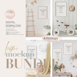 Nursery Frame Mockup Bundle: Minimalist Style (PSD, PNG, JPG)