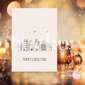 Greeting Card Mockup, Weihnachtskarte Mockup, 5x7 Kartenvorlage, Weiße Karte
