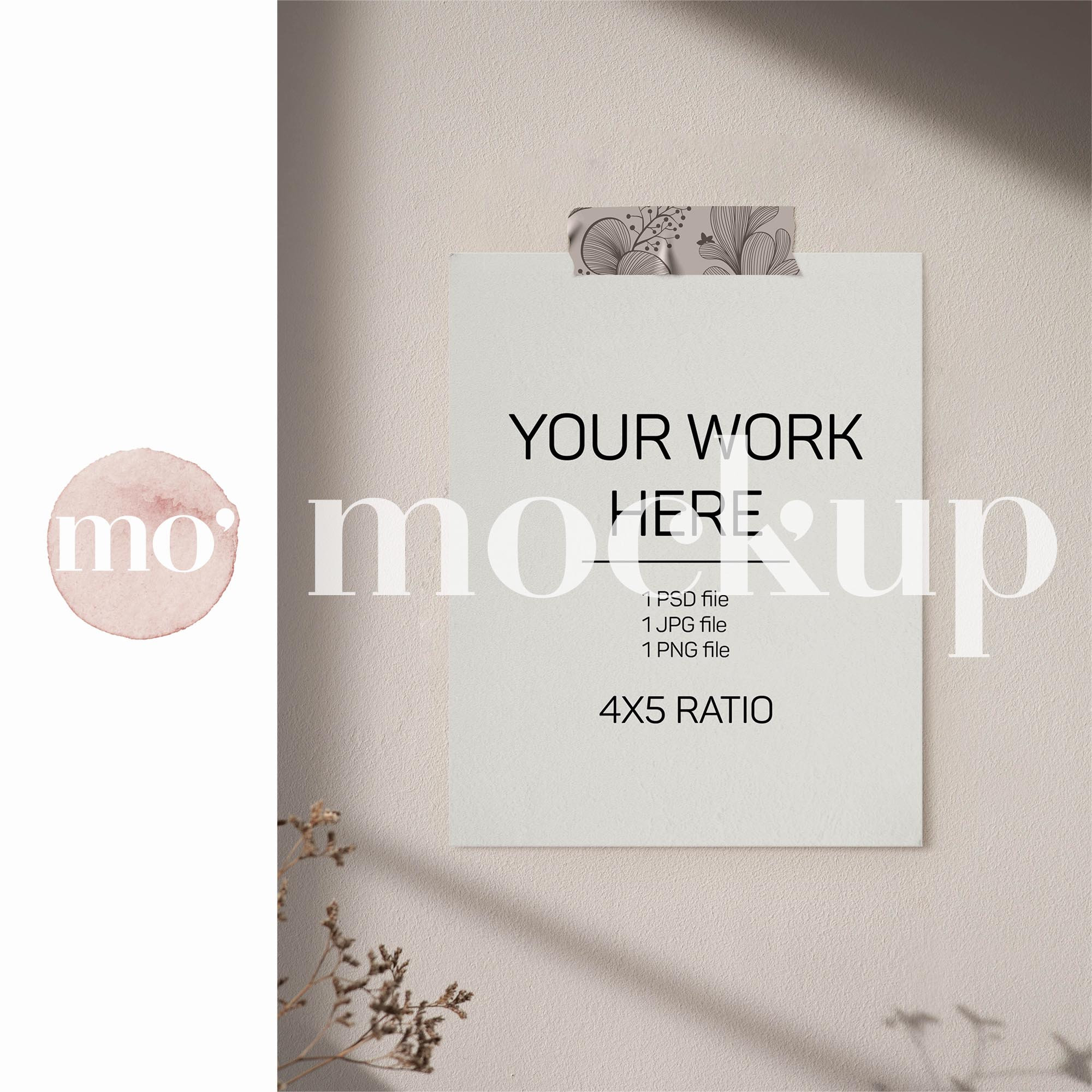 Poster Mockup 4x5 Portrait PSD Wall Art Sticky Tape Wall - Etsy