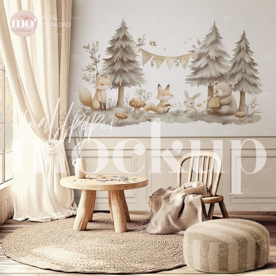 Nursery Wallpaper Mockup: Interior Mockup Template (Digital Download)