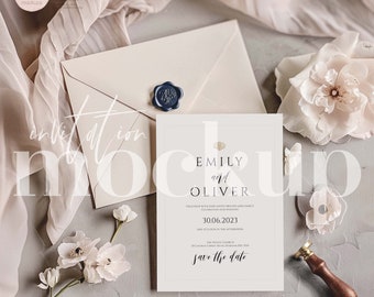 Maqueta de invitación de 5x7: Foto estilo tarjeta de boda (Descarga digital)