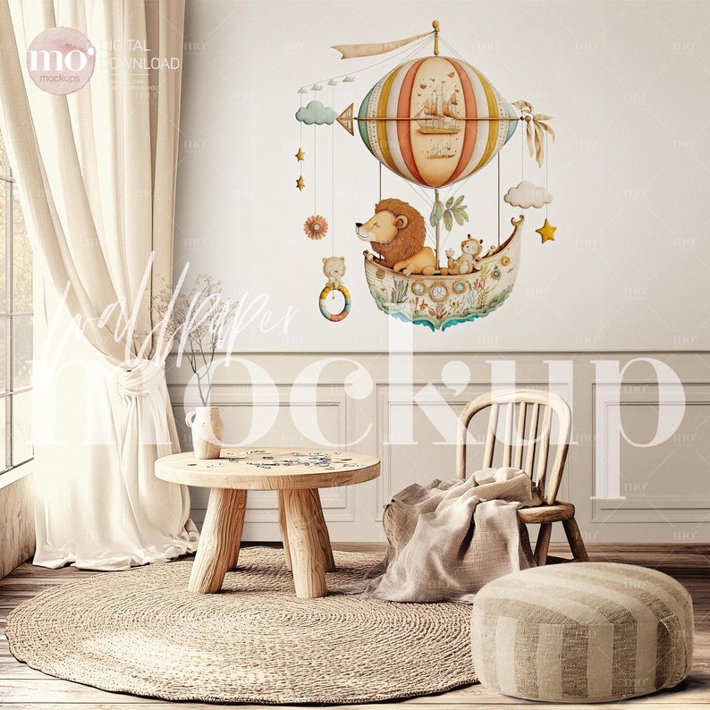 Nursery Wallpaper Mockup, Blank wall mockup, Interior Mockup Template, Wall Decal Mockup, Baby Room Interior Mockup