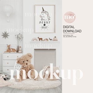 Wood Frame Mockup: A4, 5x7 Nursery Art (Digital Download)