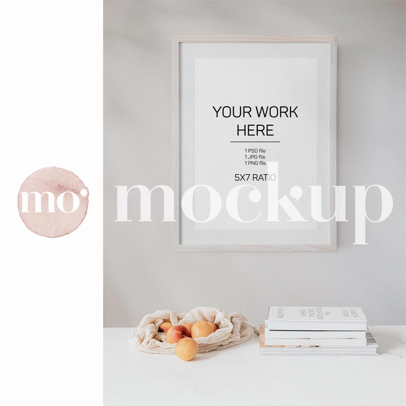 Light Wood Frame Artwork Mockup Modern Mockup Minimalist Etsy