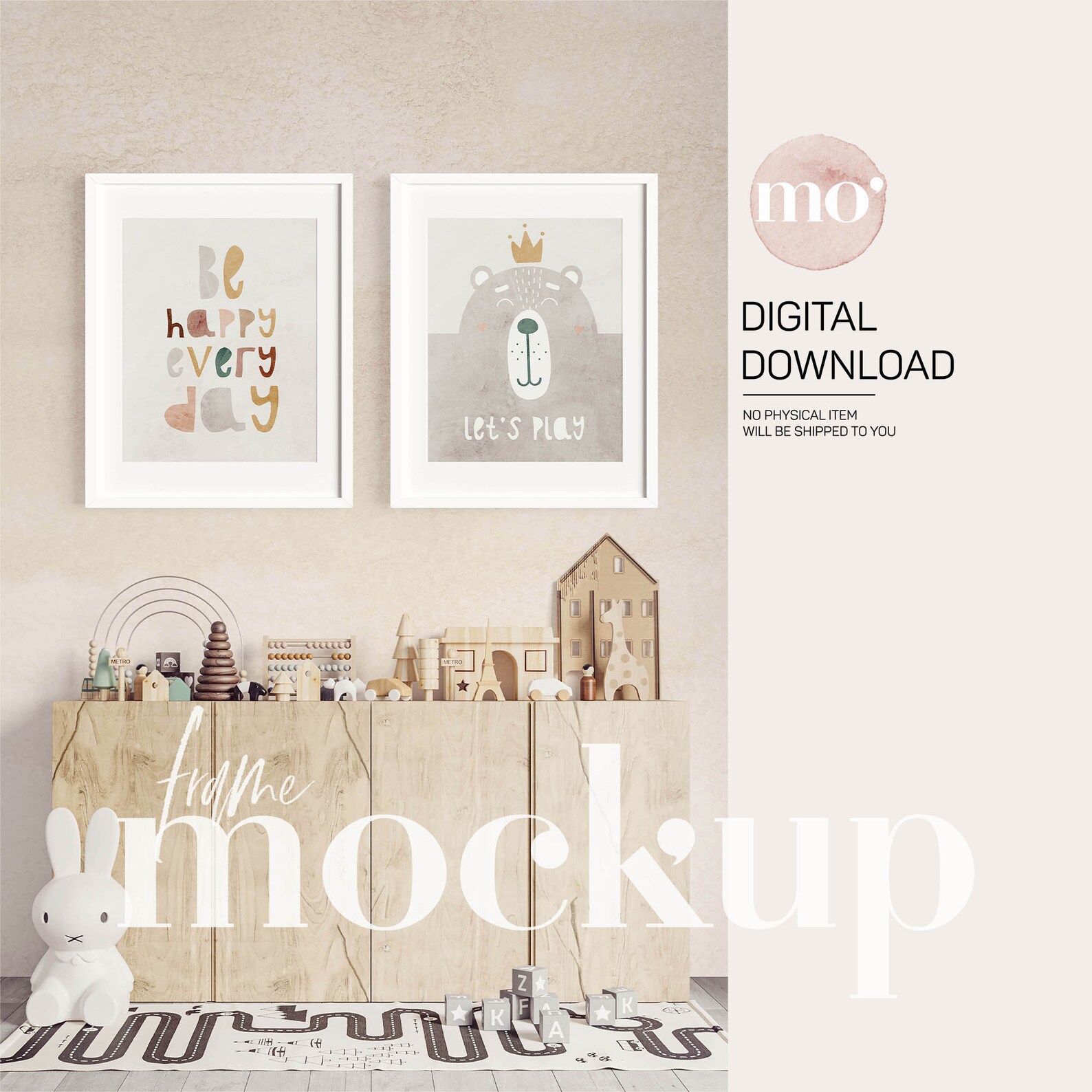 Two Nursery Vertical White Frame Mockup 4x5 ratio Baby
