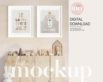 Nursery Frame Mockup: 8x10 Vertical White Frames (PSD, JPG, PNG)