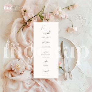 Mockup de menu, mockup de menu de mariage 4x9, mockup de carte stylisée, mockup neutre