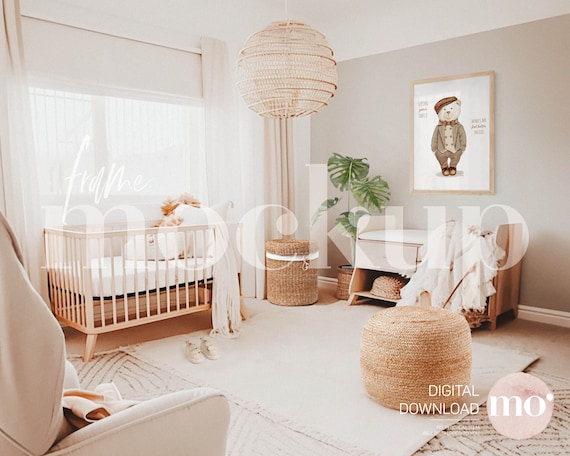 Nursery Mockup: Light Wood A3 Frame, 5x7 Ratio (Digital Download)