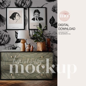 2 Movable frames Mockup, Wallpaper Mockup, Wall mockup, Interior mockup, Frames Mockup