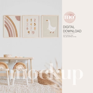 Nursery Frame Mockup Set: 3x4 Ratio, Boho Style (PSD, JPG, PNG Digital Download)
